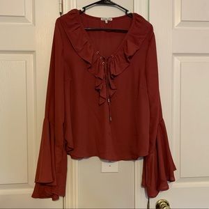 Rust Orange Peasant Blouse